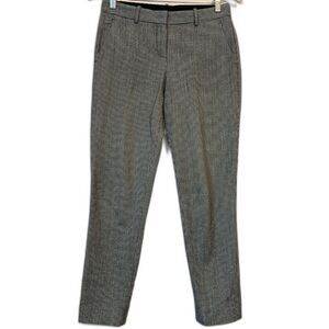 Theory Treeca Pant Sz 2 Black Check Gingham Wool Stretch Office Career Academia